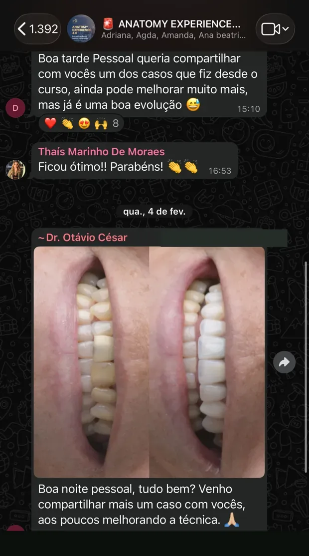 Mensagem de aluno no grupo do curso